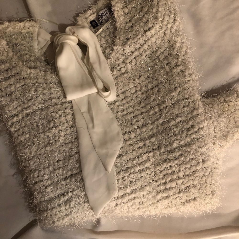 JLO brand glitter bow sweater